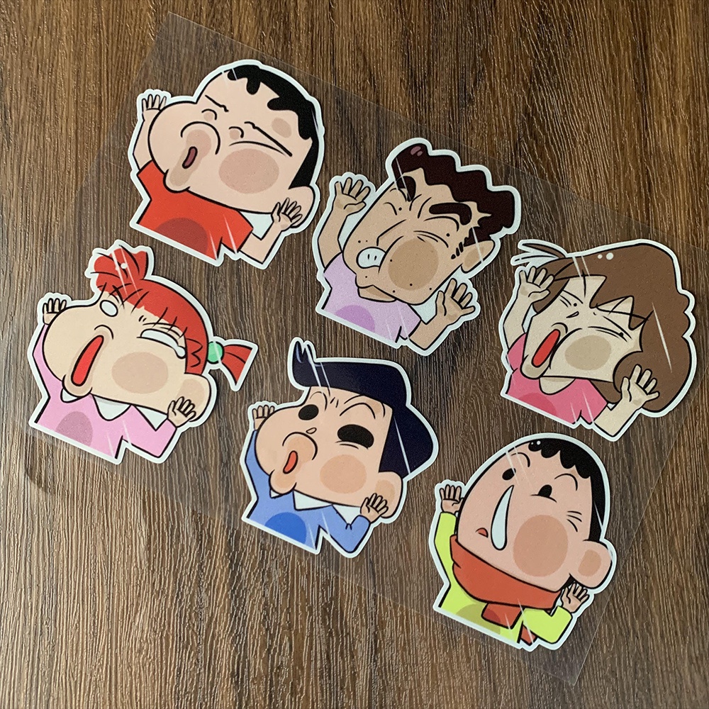 6pcs Stiker Motif Kartun Crayon Shin-chan Naruto Untuk Dekorasi Mobil / Motor