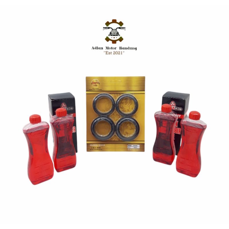 SEAL SEL SIL SHOCK SHOK SOK DEPAN YAMAHA BYSON DAN SEAL TUTUP ABU SET PLUS OLI 4 BOTOL JUMBO