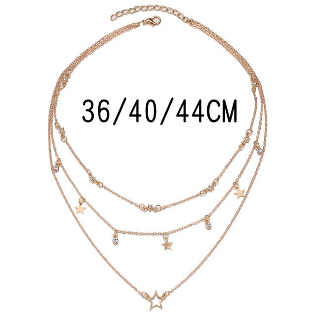 LRC Kalung Fashion Gold Color Alloy Multilayer Five-pointed Star P82881