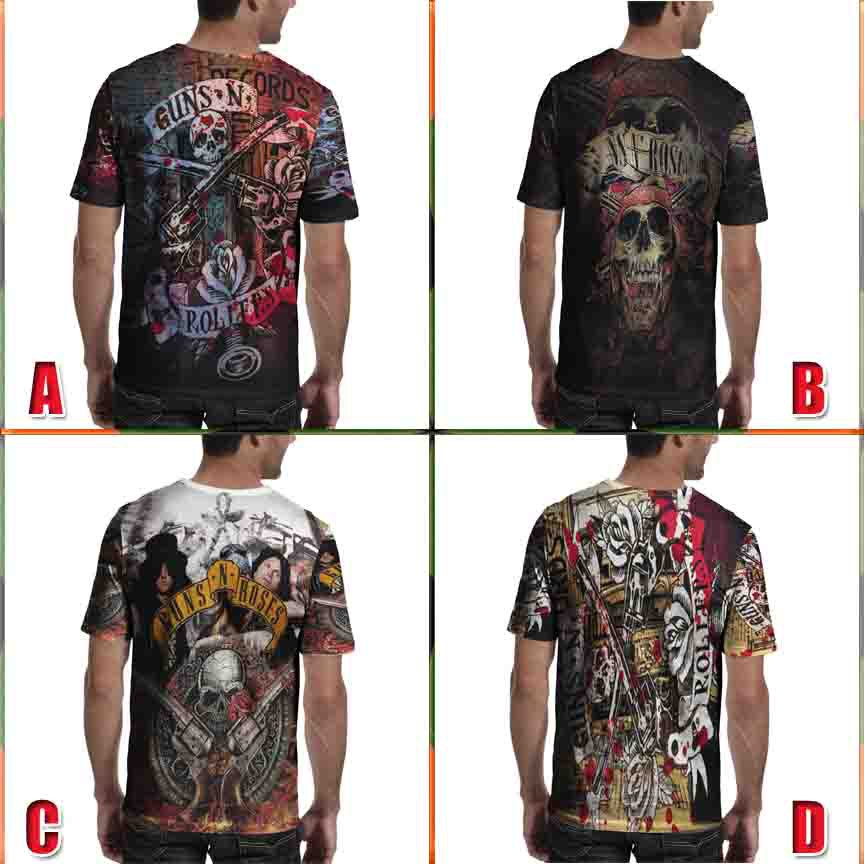 Terbaru Tshirt Guns N Roses Kaos Fullprint Sublimasi Berbahan Polyester