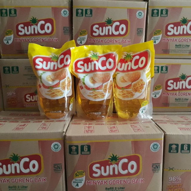 

Minyak goreng sunco 2 liter 1 dus isi 6 pouch / Sunco 2L dus isi 6