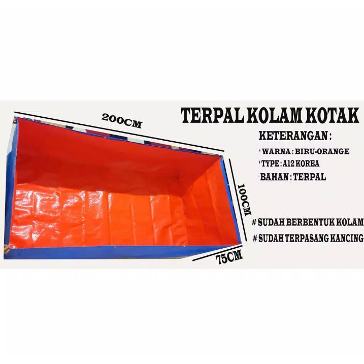 Terpal kolam ikan lele (200X100X75) A12 KOREA sangat COCOK BUAT Ternal ikan AIR TAWAR lele dan nila