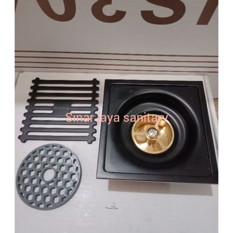 Floor drain kotak hitam stainless / Smart pembuangan air hitam stainless 304