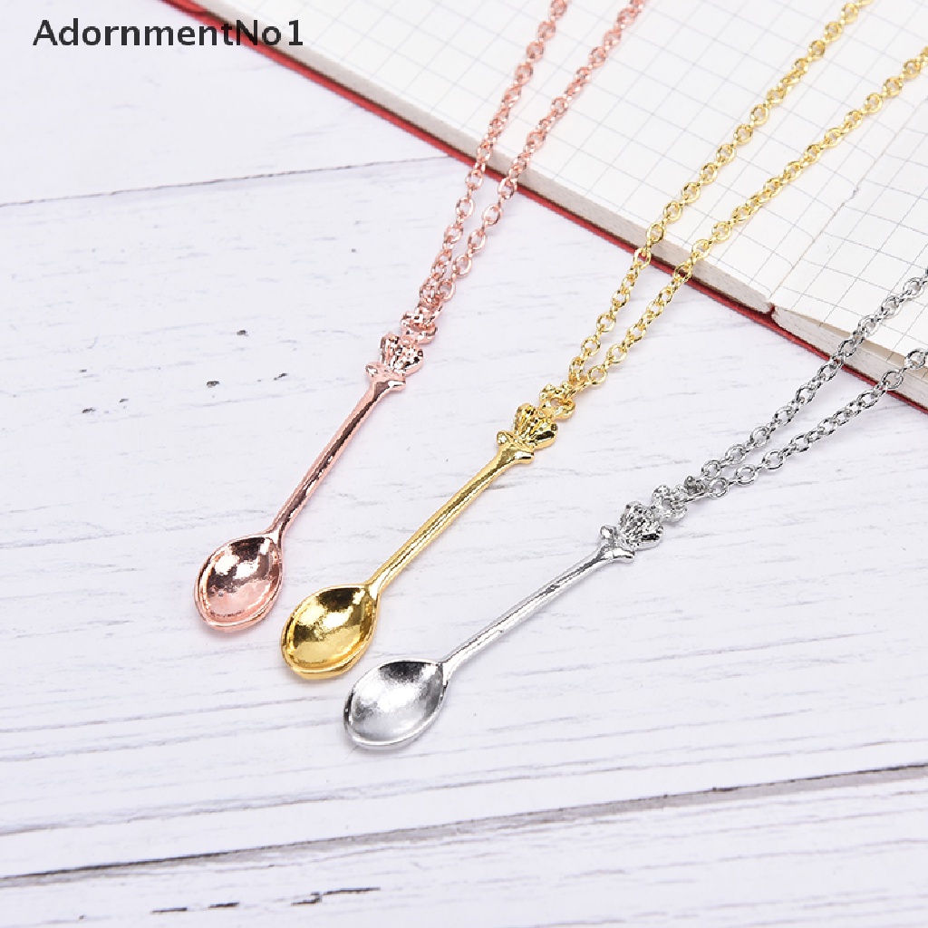 (AdornmentNo1) Kalung Rantai Dengan Liontin Sendok Teh Kecil Bahan Alloy Untuk Wanita