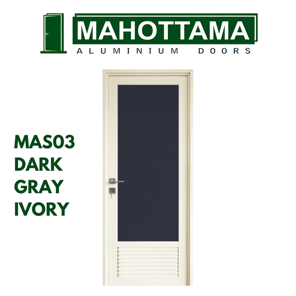 Pintu Aluminium Swing Kamar Mandi Murah Sliding Door Kamar Tidur Anti Rayap Anti Karat Baja Kusen Rumah-Dark Grey Ivory