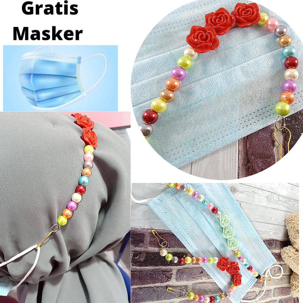 Konektor Masker Hijab Konektor  Bunga Mutiara Korea pengait masker bunga resin konektor mutiara