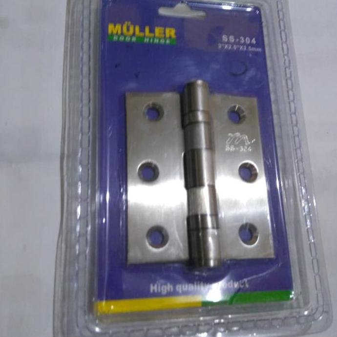 GAGANG PINTU ENGSEL PINTU MULLER 3 INC / DOOR HINGE SS - 304 ASLI KUNINGAN