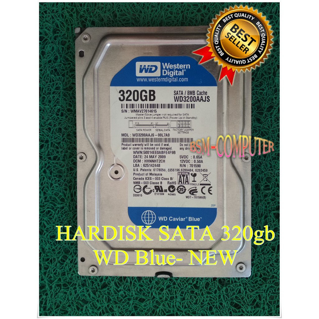 Hardisk HDD Sata 320gb wd blue untuk PC CPU Slot SATA Serial ATA Baru New Dekstop bsm-computer