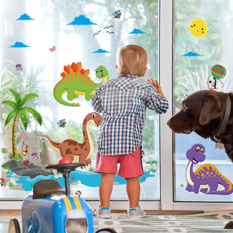 RELIZA WALLSTICKER DINOSAURUS ANAK KIDS PANTAI POHON KELAPA HOME DECOR HIASAN DINDING