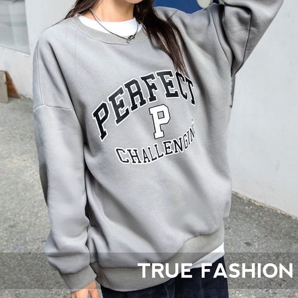 Sweater Wanita Perfect P | Sweatshirt Wanita | Crewneck Oblong | Bahan Fleece | Allsize