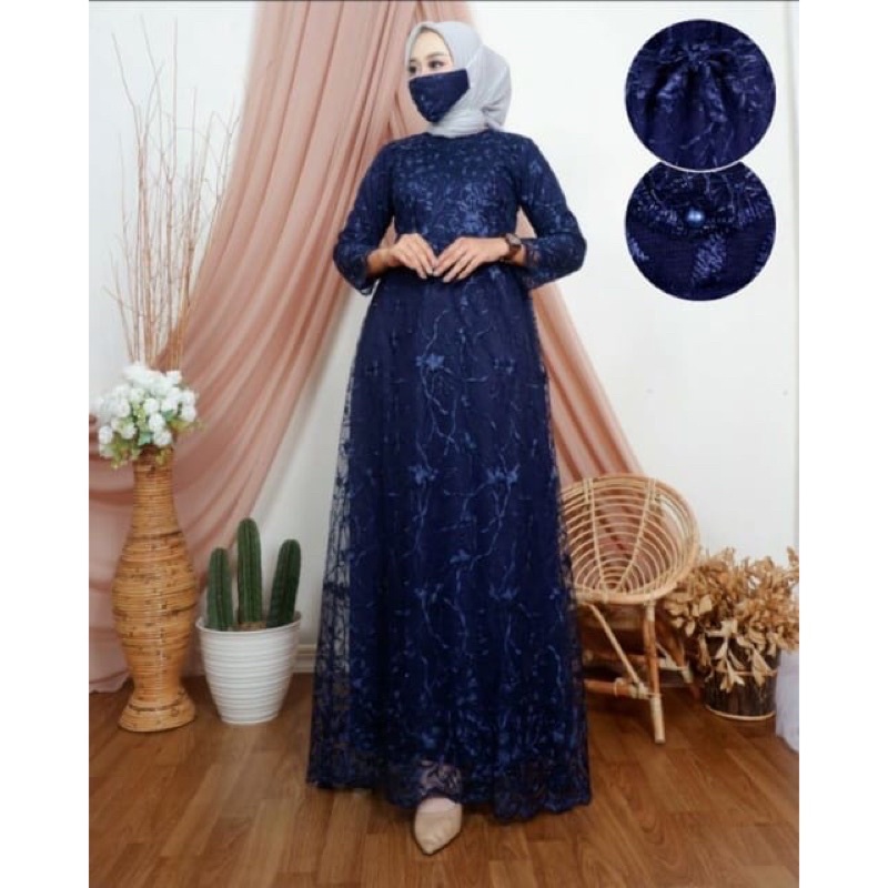 GAMIS BUSUI NAMIRA/TILE FULL BRUKAT MUTIARA/SIZE S M/L/XL/XXL/3L/DRESS KONDANGAN/GAMIS BRUKAT/TILE BRUKAT MUTIARA/GAMIS JUMBO/GAMIS REMAJA/GAMIS BUSUI KEKINIAN