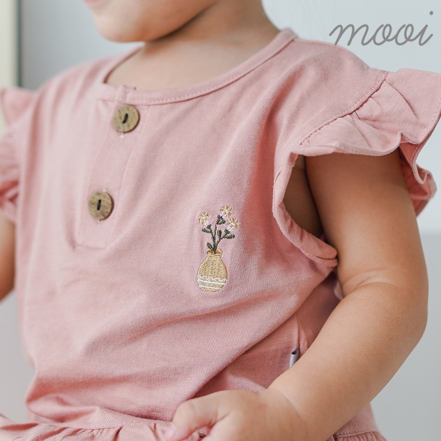 Mooi Jessie Button Set 6M - 3Y Setelan Ruffle Panjang Fashion Anak Perempuan CBKS