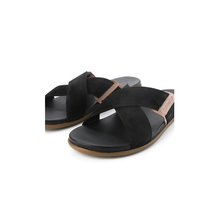 SANDAL SLIDE KULIT HUSH PUPPIES PRIA ORIGINAL CASUAL ASLI HITAM HM35