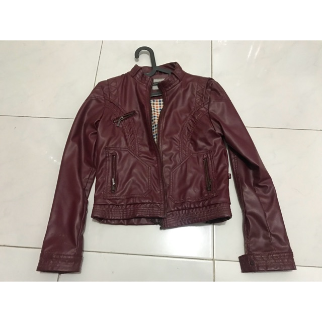 PRELOVED Jaket kulit maroon AKO