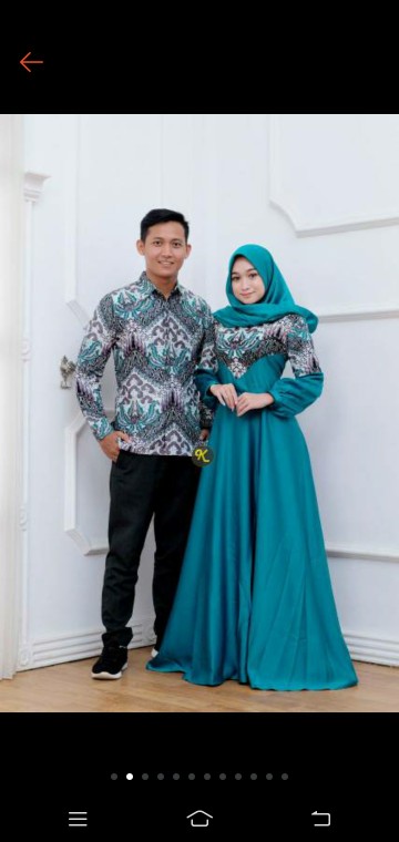 Couple Batik Syari Katun Velvet Satin Sarimbit Modern