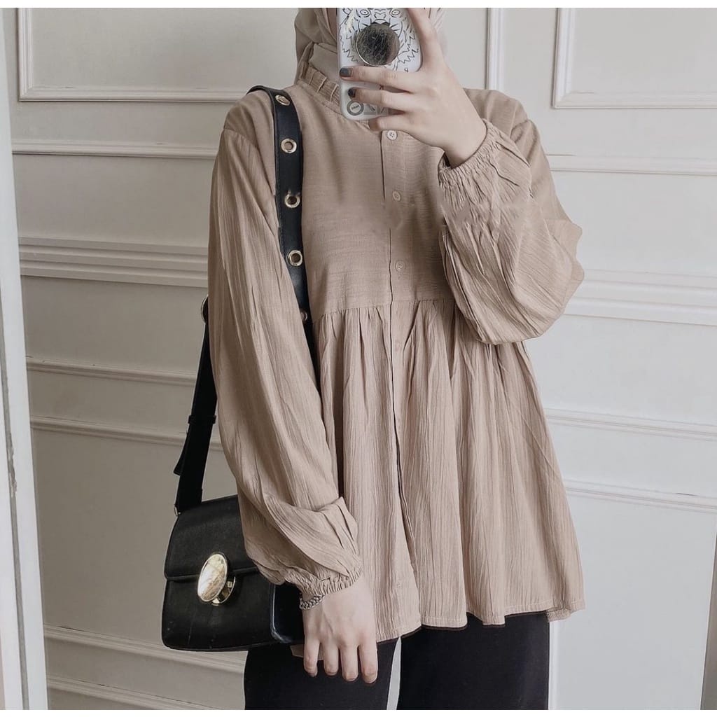 BEFAST - ZEC OOTD Wanita Blouse ASHUA / ⭐ PREMIUM AIRFLOW CRINCLE ⭐Rachel Blouse / Pakain Wanita Remaja / Blouse Lengan Panjang / Blouse Banyak Warna / Blouse Termurah / Blouse Wanita Hijab