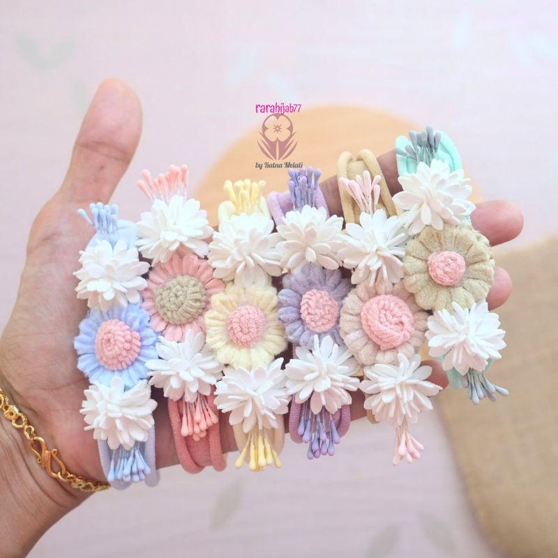 Headband Baby, Premium Bandana Anak, Nylon USA, Vintage Flower Pastel Headband