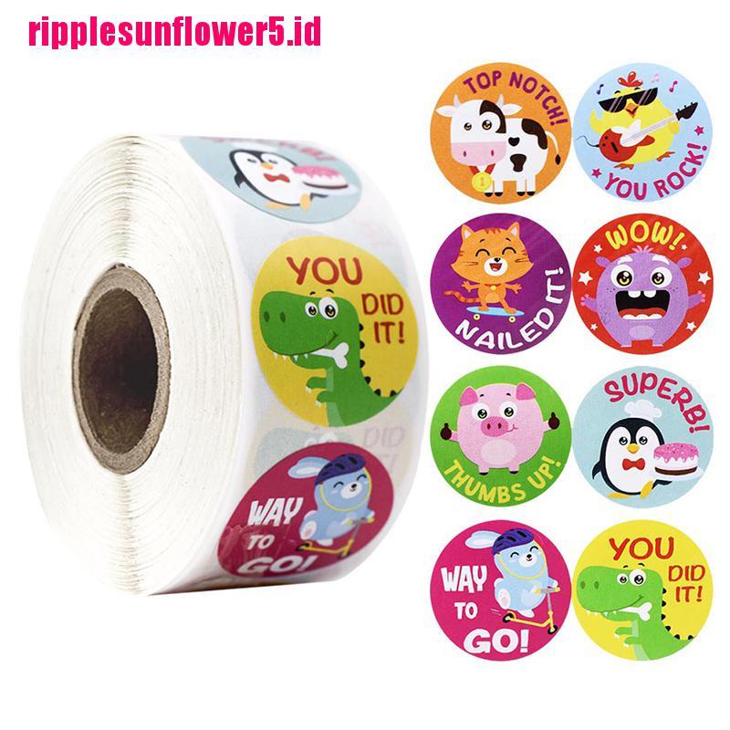 500pcs Stiker Roll Motif Kartun Hewan Anti Air Untuk Anak