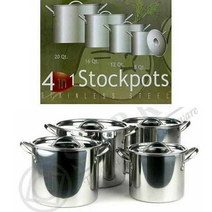 Shopee terlaris Panci/alat masak/kuali SET STOCK POT SUPRA 4 IN 1 STAINLESS STEEL TEBAL
