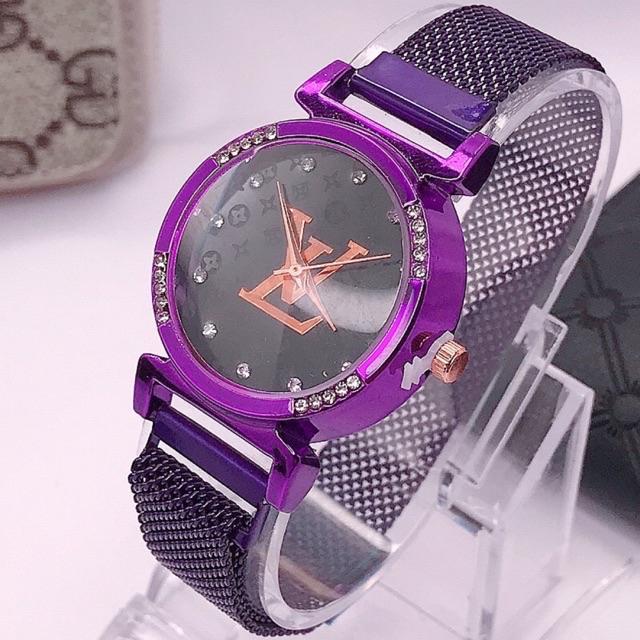 [✅COD] JAM TANGAN FASHION JAM MAGNET WANITA RANTAI JAM TANGAN MURAH CEWEK ANALOG IMPORT W62-Ungu