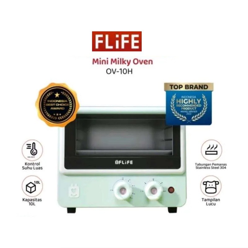 FLIFE Oven Listrik OV10H Mini Milky Oven 10 Liter