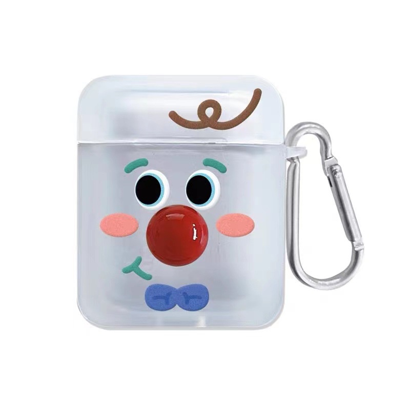 3d Hidung Merah Kartun Joker Lucu Bluetooth Earphone Cover Pelindung Untuk Airpods1 2 3 Pro 2 pro2 Airpods3 Lembut Tahan Air Case