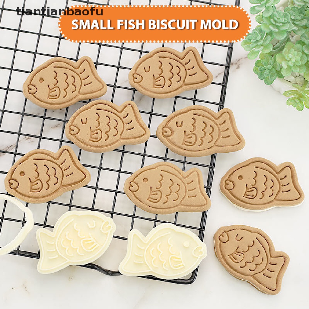 Alat Cetakan Pemotong Kue Kering Sandwich Bentuk Ikan Kecil 3d Model Tekan Untuk Butik