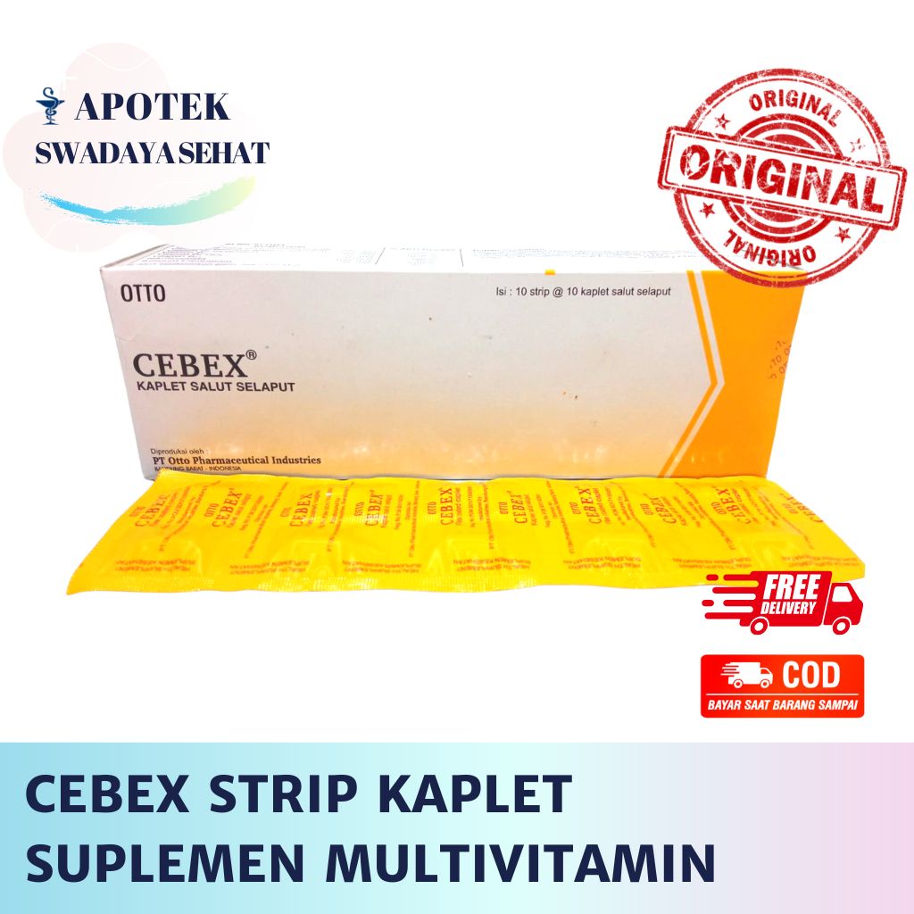 CEBEX Strip Kaplet - Suplemen Multivitamin Kesehatan Tubuh Daya Tahan dan Tulang Kalsium