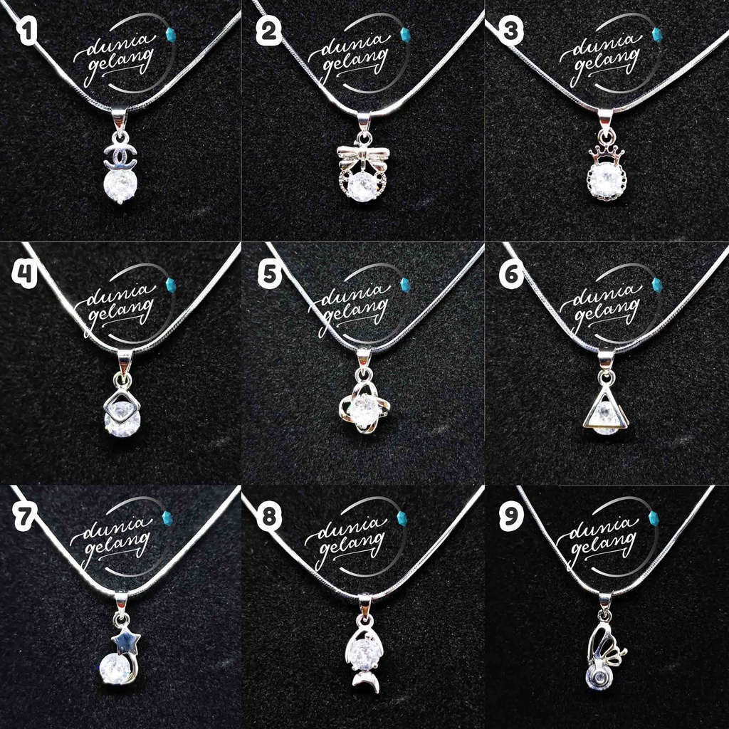 KALUNG TITANIUM PERMATA MOTIF SILVER ANTI KARAT ANTI LUNTUR / KALUNG PRIA WANITA ANAK / AKSESORIS / DUNIA GELANG