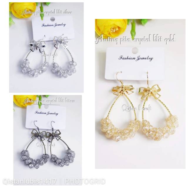 Anting lilit crystal 1pasang