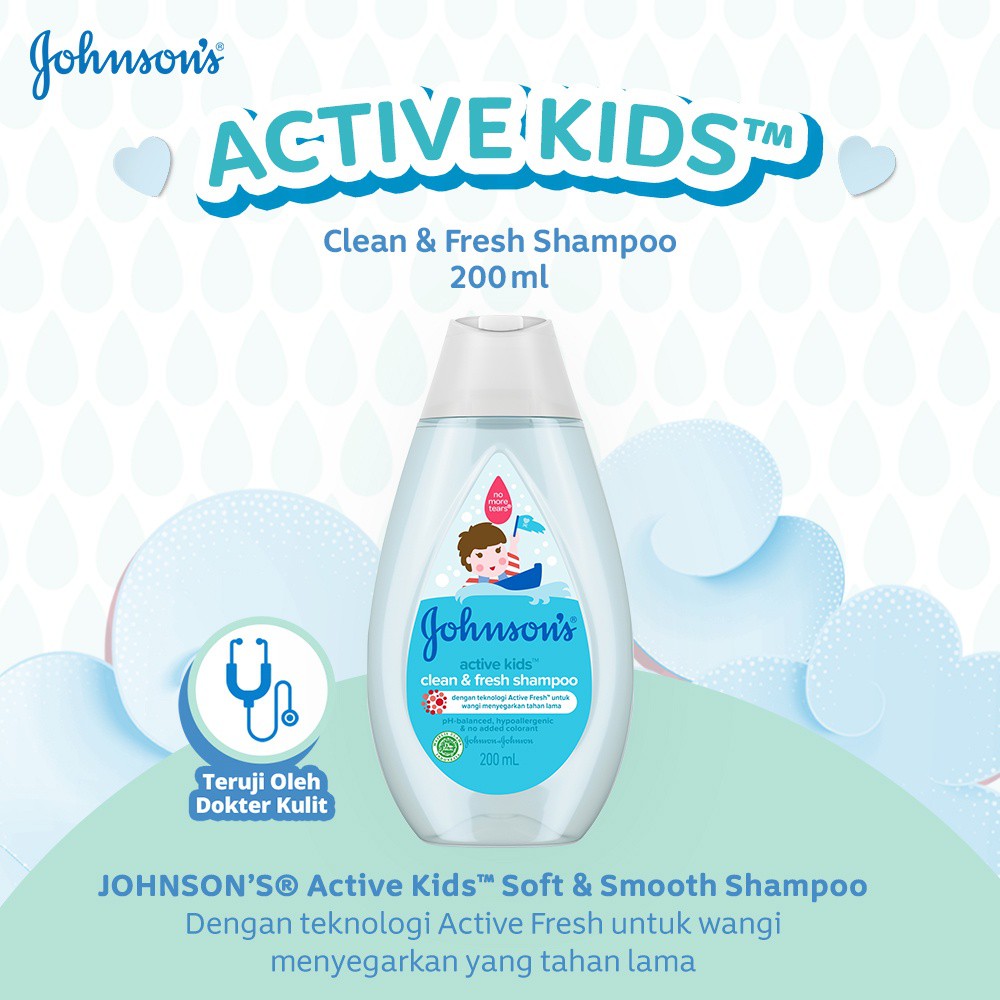 JOHNSON'S Active Kids Clean &amp; Fresh Shampoo - Shampo Anak-anak 200ml