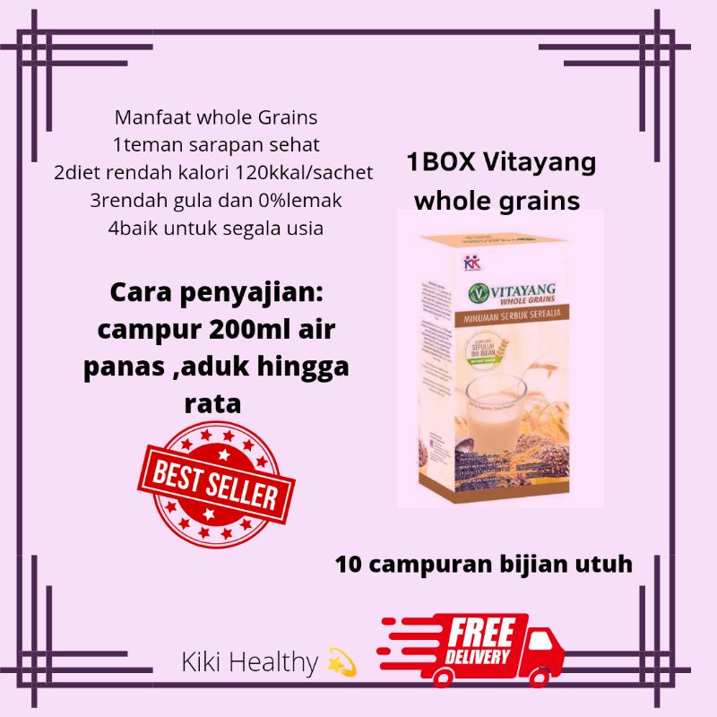 

Vitayang whole grains sarapan sehat pengganti nasi serbuk Serelia dengan 10 biji bijian utuh