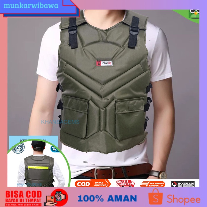 (BISA COD) Rompi Motor Touring/Biker Bahan Cordura Premium - Hijau Army