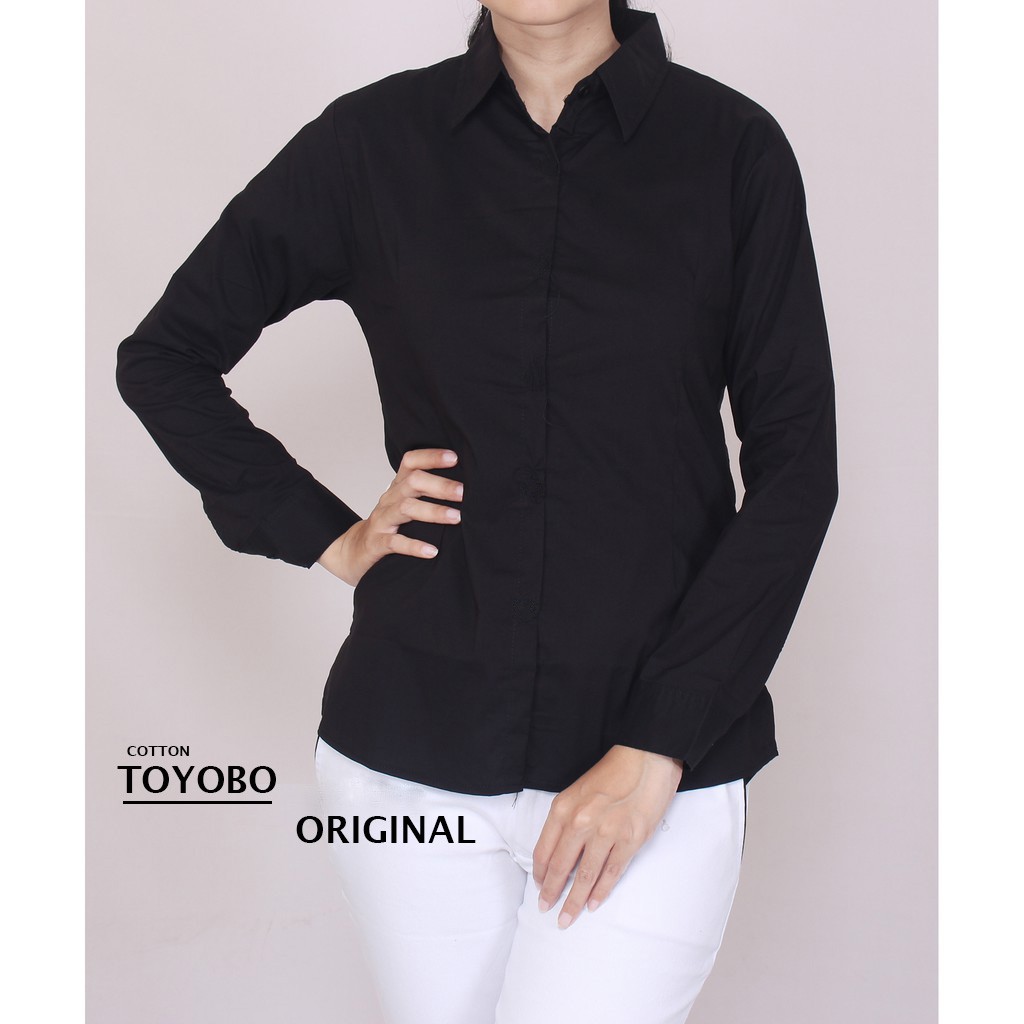 Kemeja Wanita Hitam All size TOYOBO ORIGINAL-2