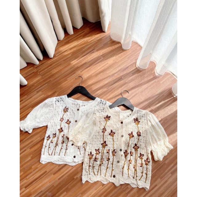 LASHTIQUE CLOTHING 8452 DENIA SHIRT ATASAN BROKAT RAJUT IMPORT PREMIUM