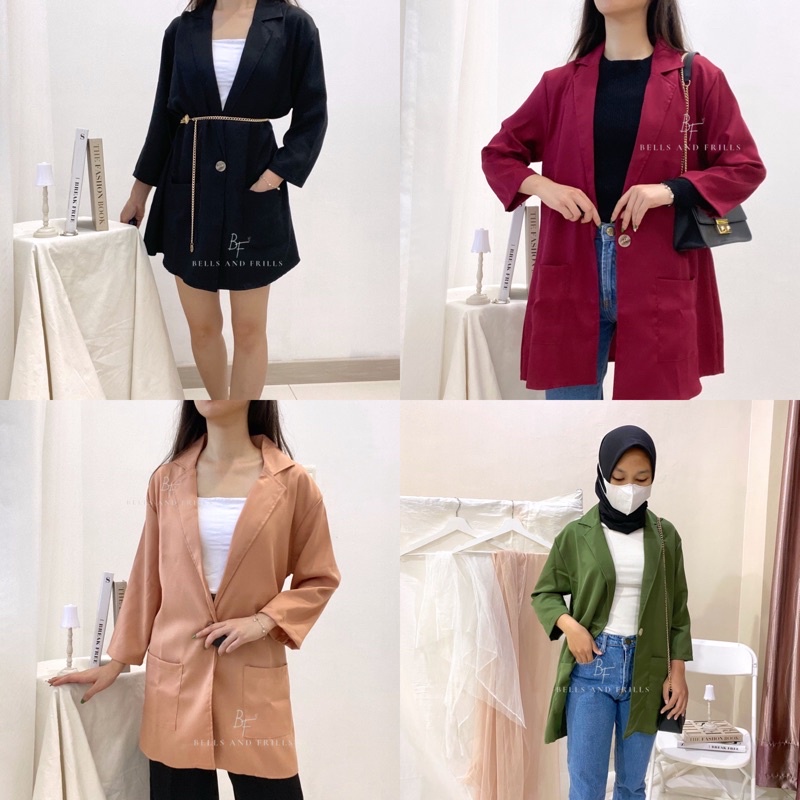 LISA Long Outer / Office Blazer Casual Blazer Dress / Hijab Outer Long Sleeve with Pocket 0344-309