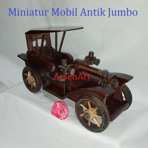 Miniatur Mobil Antik Otran Kayu Sono Keling Ukuran Jumbo Panjang 28 Cm