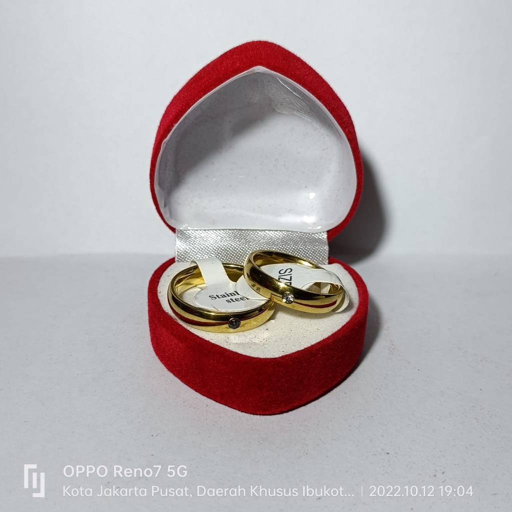 [BEST SELLER] Cincin Couple Titanium Polos Mata / Cincin Couple Ring / Couple Pasangan / Cincin Tunangan Ffee Box