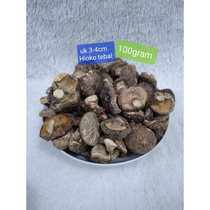 

Jamur Hioko tebal Shitake kering uk.3-4cm 100gram