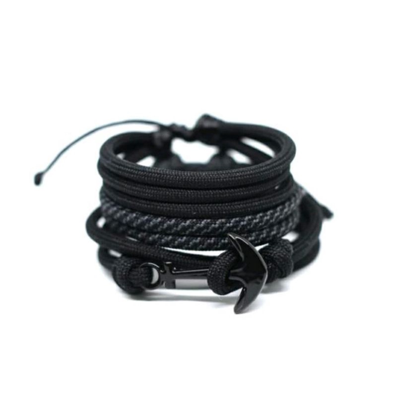 Gelang Pria Tali Prusik Hitam 4mm/Gelang paket