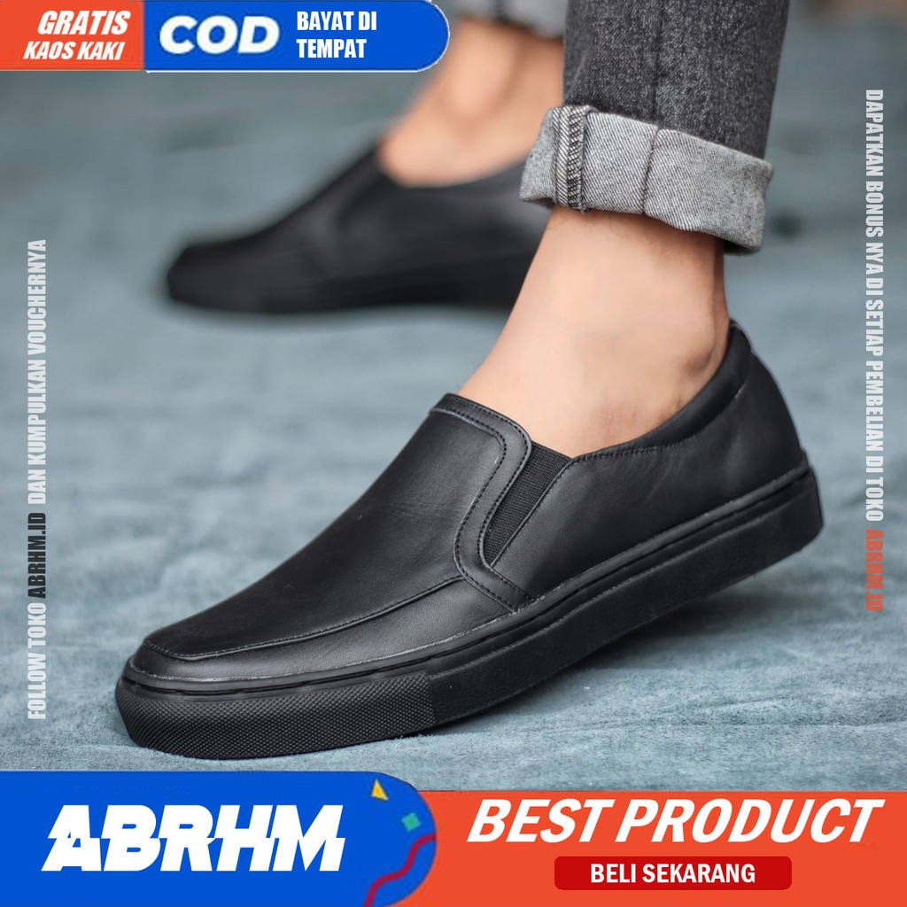 ABRHM x JIMAN Sepatu Kasual Pria Sepatu Kerja Pria Kantor Sepatu Pria Casual Cowok / Cowo Sepatu Casual kekinian Santai Gaya Keren Original Terlaris