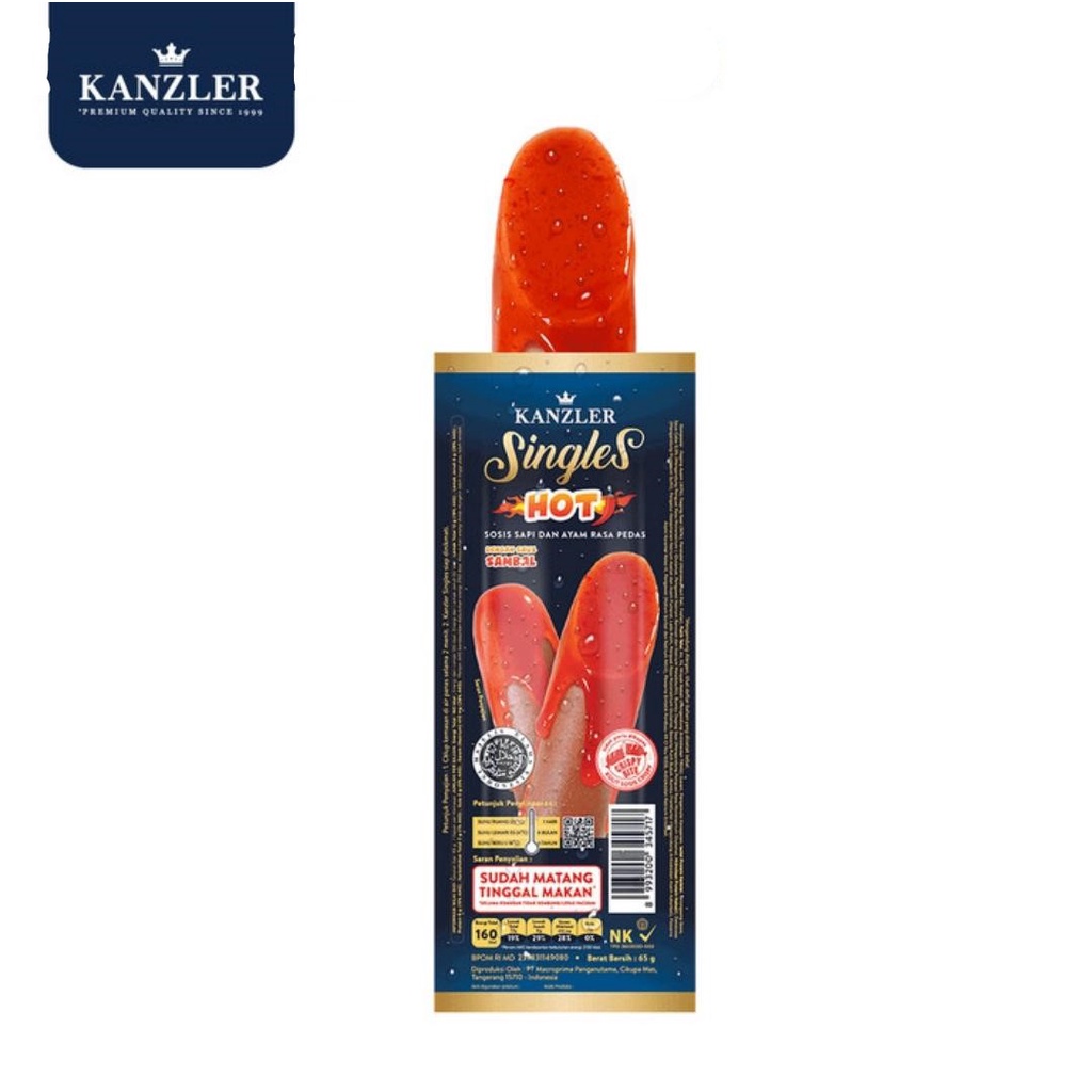 SAUSAGE SINGLES KANZLER HOT 65GR SOSIS SAPI SINGLE PEDAS HALAL