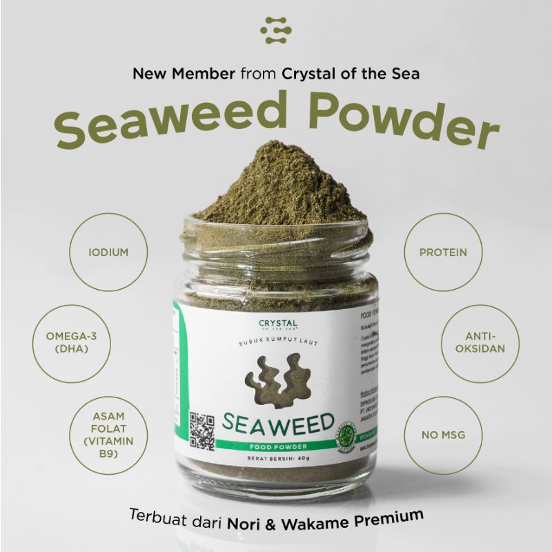 Crystal of the Sea Seaweed Food Powder / Bubuk Rumput Laut / Kaldu MPASI - 40g