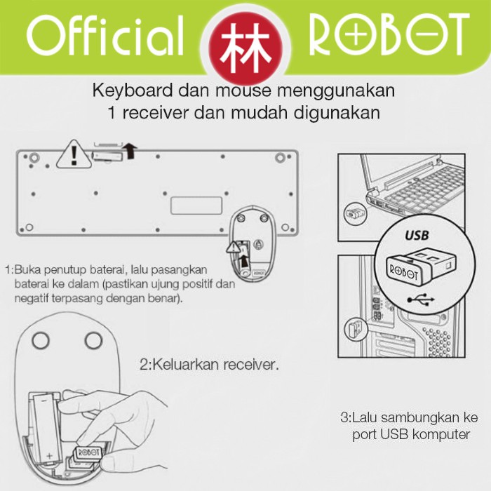 Robot KM3000 Portable Mini Wireless Keyboard &amp; Mouse Combo