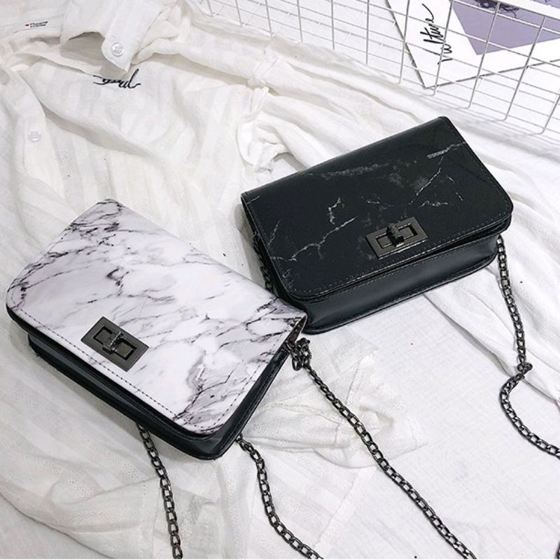 Tas Sling Bag Marble/Tas Selempang Kotak
