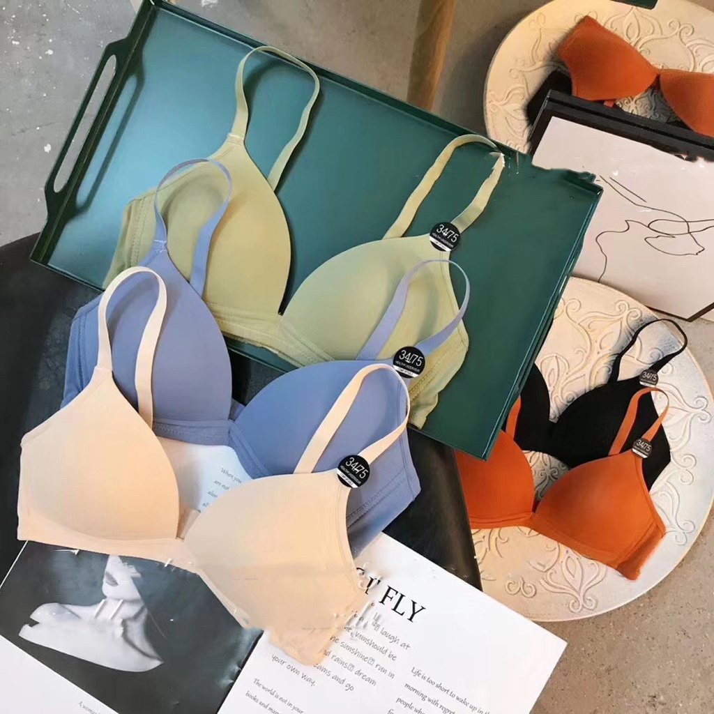 Blackpink Bra Wanita Push Up Atasan Wanita Warna Solid POLOS Nirkabel Bralette 1230
