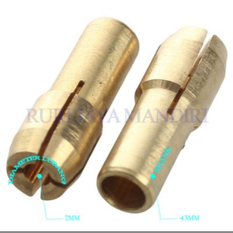 collet chuck mini for mini drill/bor cuner/bor tuner, 2.0mm, shank/batang 4.3mm