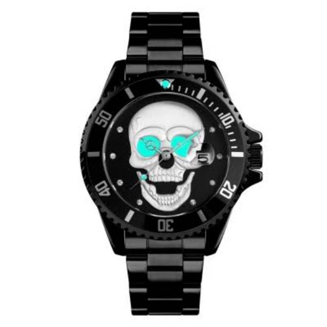 JAM TANGAN PRIA ORIGINAL SKMEI 9195 BLACK CHAIN STAINLESS WATERRESIST