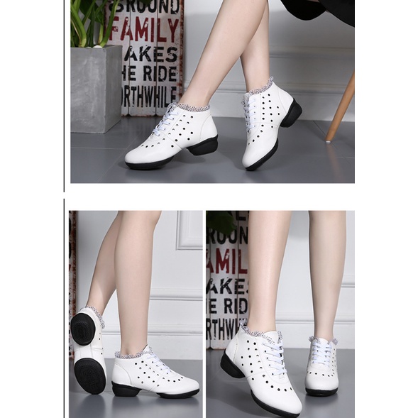 Sepatu dance wanita Sepatu Dansa Latin/ Line Dance Semi Boots Renda sepatu Wanita sepatu bot pendek sepatu jala