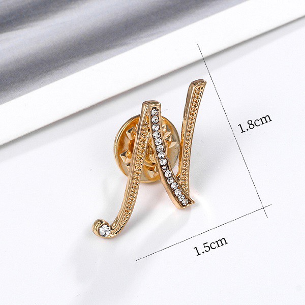 KM - (N - Z) Bros Bentuk Alphabet Aksen Berlian Imitasi Warna emas untuk Wanita-6